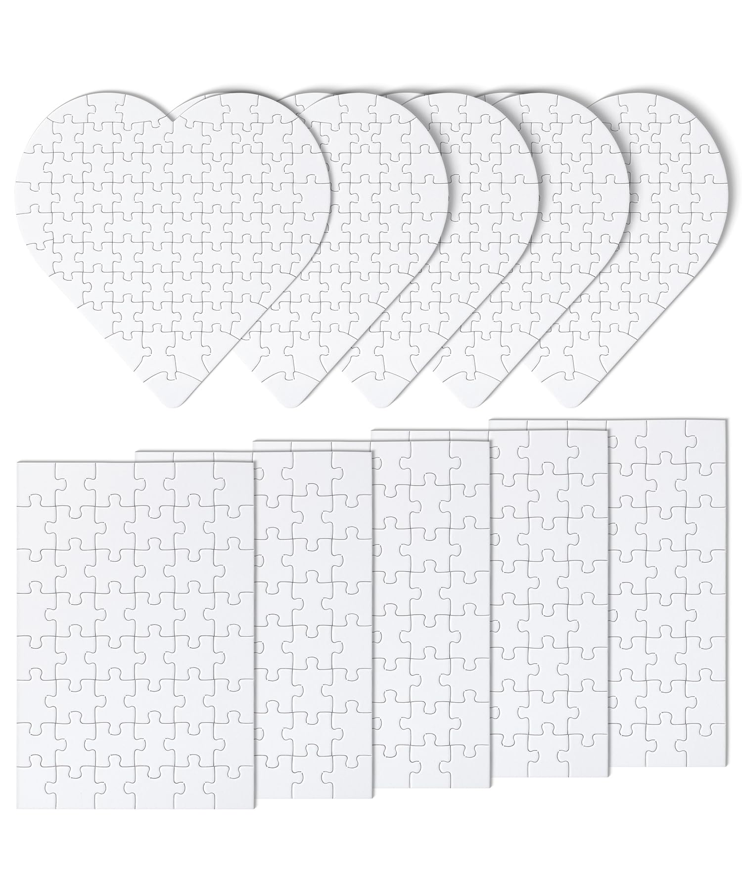 Mr. Pen- Blank Puzzle, 10 Pack, 48-Piece Rectangle & 75-Piece Heart Shaped All White Puzzle, Blank Puzzles to Draw on, Mother's Day