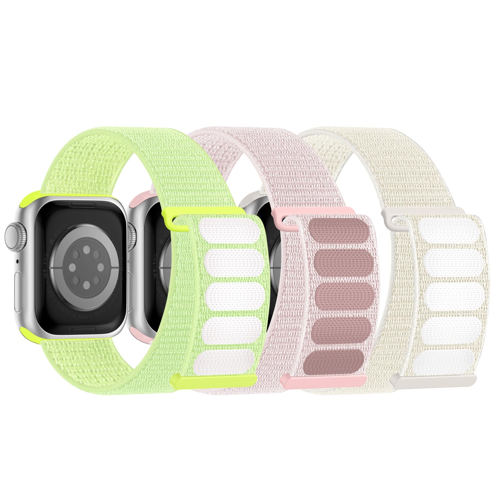 Acextro 3 Pack Sport Bands Compatible with Apple Watch Band 38mm 40mm 41mm 42mm 44mm 45mm 46mm 49mm for Men Women, Adjustable Breathable Nylon Straps for iWatch Series 10/9/8/7/6/5/4/3/SE/Ultra