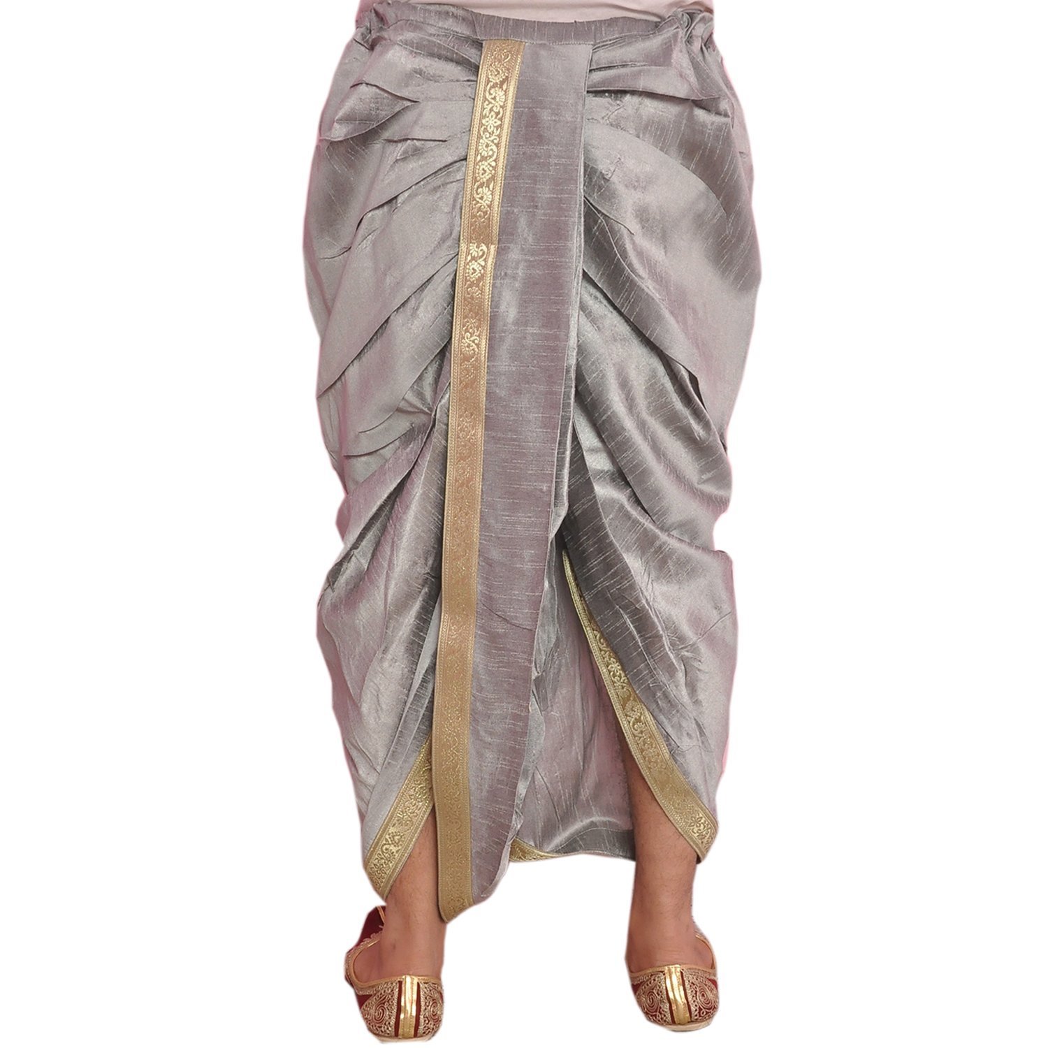 uri and mackenzie ethnic dupion silk grey embroidered dhoti pant only