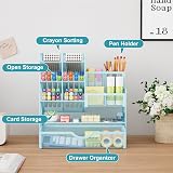Marbrasse Mesh Desk Organiser Multicompartment Pen Holder Blue view 2