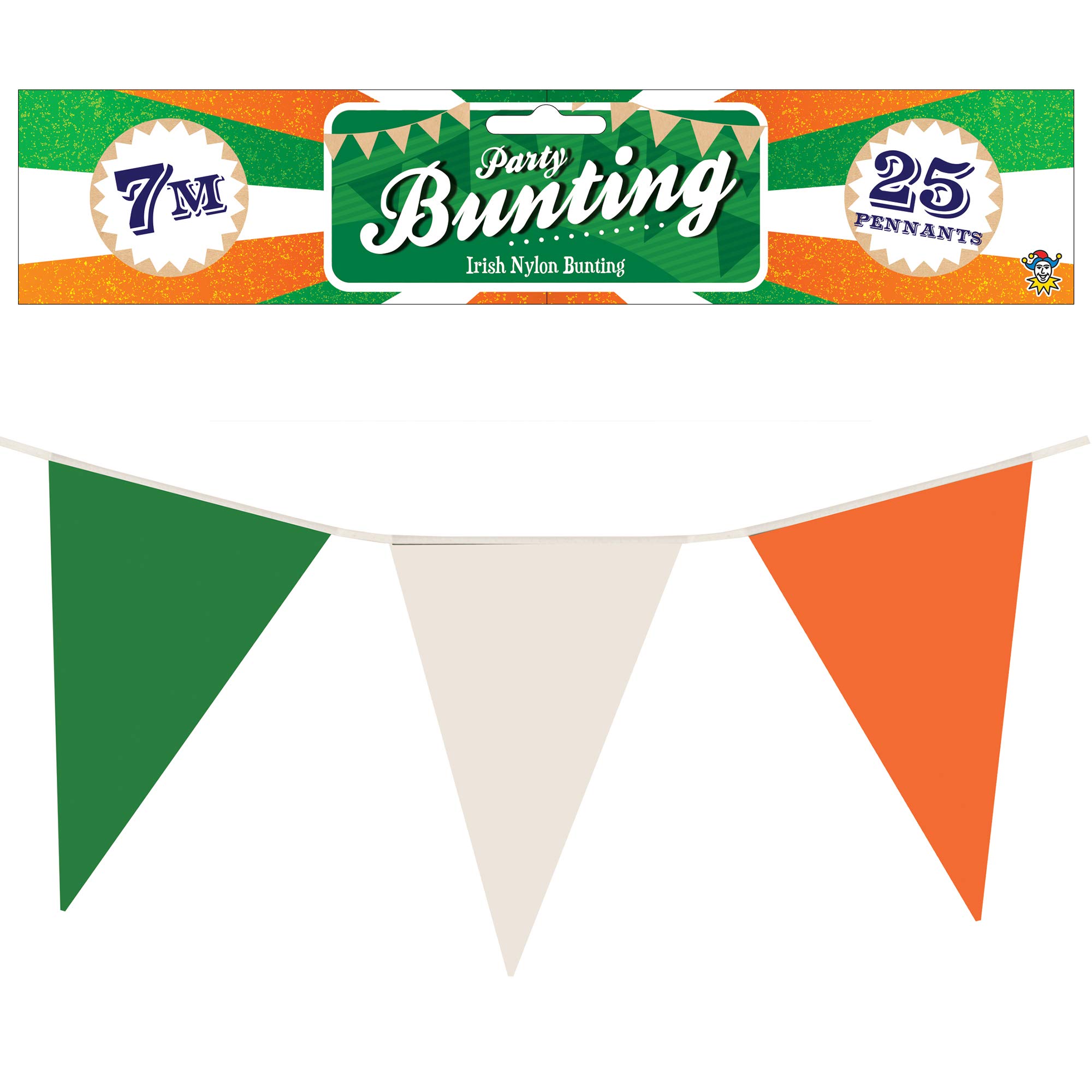 St Patrick's Day 25 Pennant Irish 7M Green, White & Orange Bunting Decoration