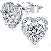 JACUPO Heart Moissanite Earrings D Color VVS1 Brilliant Jewelry for Women S925 Sterling Silver for Mother Love Friend Mother’s Day Birthday Gift for Her