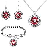Game Day Outfitters NFL 3 Piece Jewelry Set- Necklace, Bracelet, and Earrings Collection- NFL Emblem Pendant with Bling Rhinestones- Ideal NFL Logo Gift Set for Women, Girlfriend, BFF