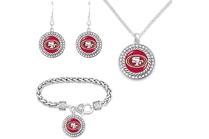 Game Day Outfitters NFL 3 Piece Jewelry Set- Necklace, Bracelet, and Earrings Collection- NFL Emblem Pendant with Bling Rhinestones- Ideal NFL Logo Gift Set for Women, Girlfriend, BFF