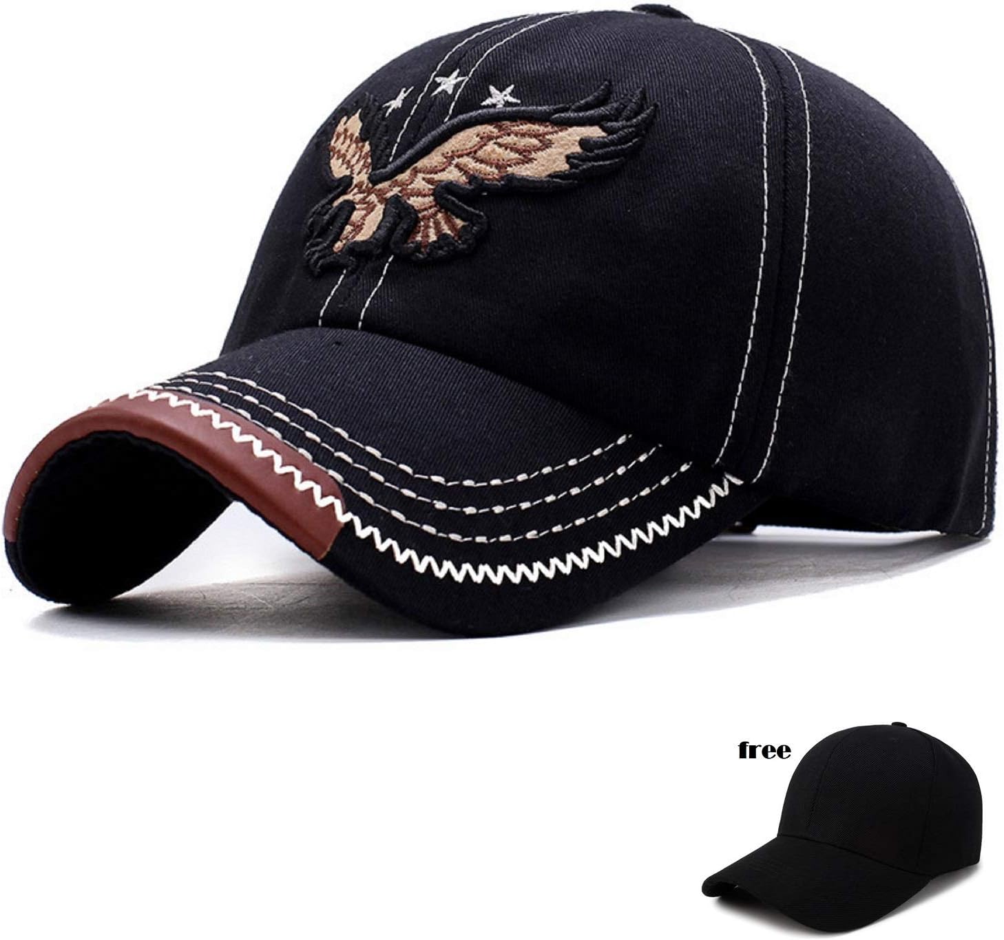 Oulm Black Adjustable Cap for Men & Boys - (CP-3)