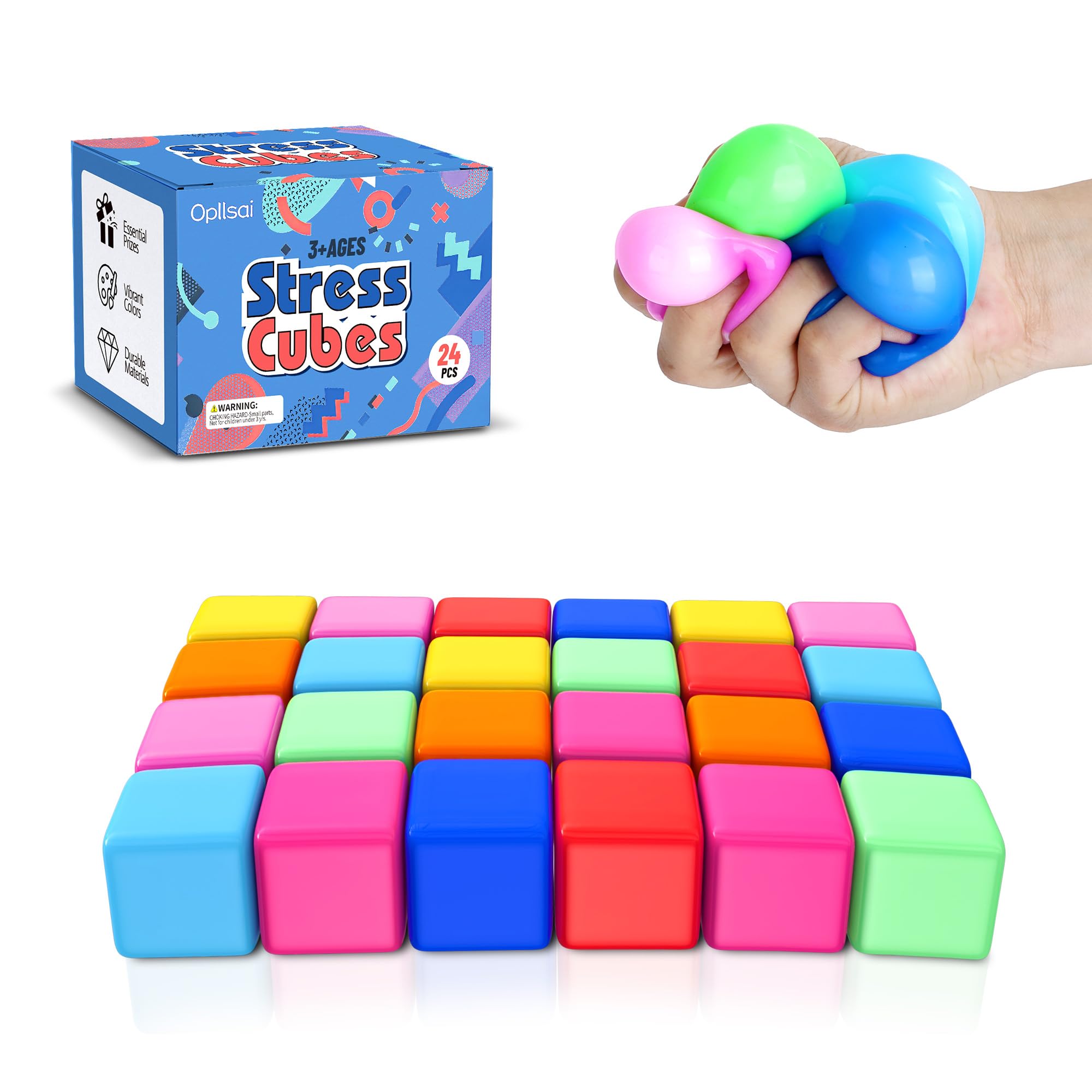 Photo 1 of Slow Rise Stress Cube 24 Pack,Gentle Fidget Toys for Anxiety Stress Relief,Cube Stress Ball Toys, Dough Squishies Cube,Fidgets for Classroom Prize Box Toys