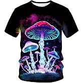 Lurhonp Men's Hippie Mushroom Print Summer Short Sleeve T-Shirt