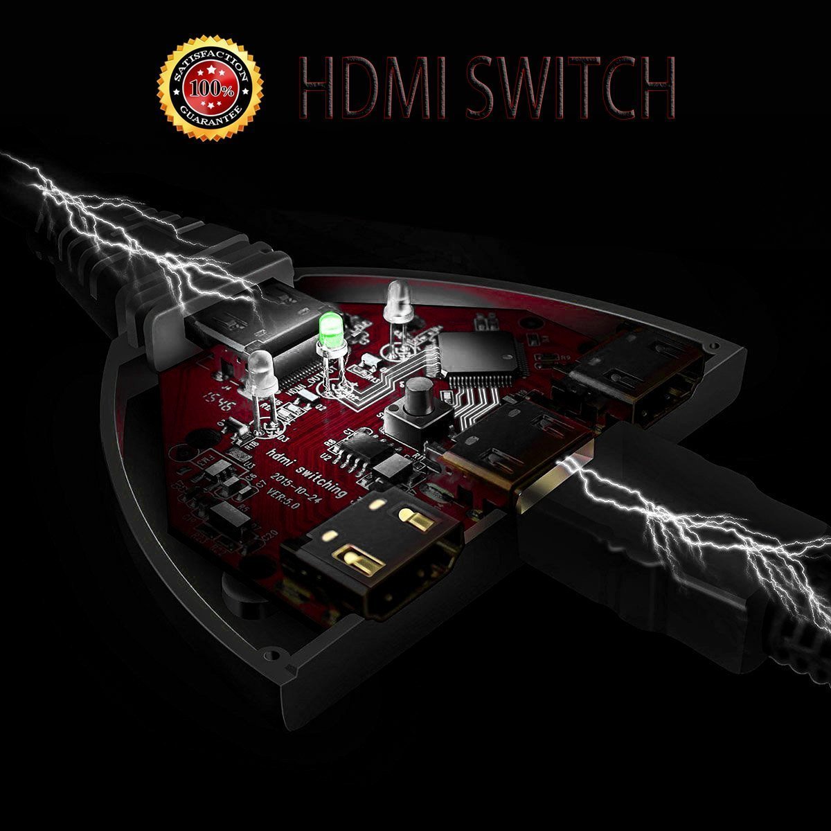 HDMI Switch-STARJOINING HDMI Splitter/Hub/Switcher(3 In 1 Out)-Supports 4K 1080 HD Plug and Play for HDTV PC Projector PS3 PS4 Xbox One, Blu-ray Player and More