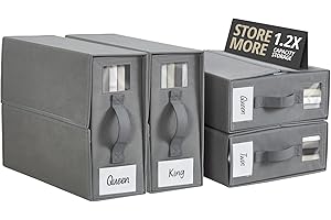 DECOMOMO Bed Sheet Organizer, King & Queen Sheet Organizer for Closet, Linen Closet Organizers and Storage with Window (Pack 