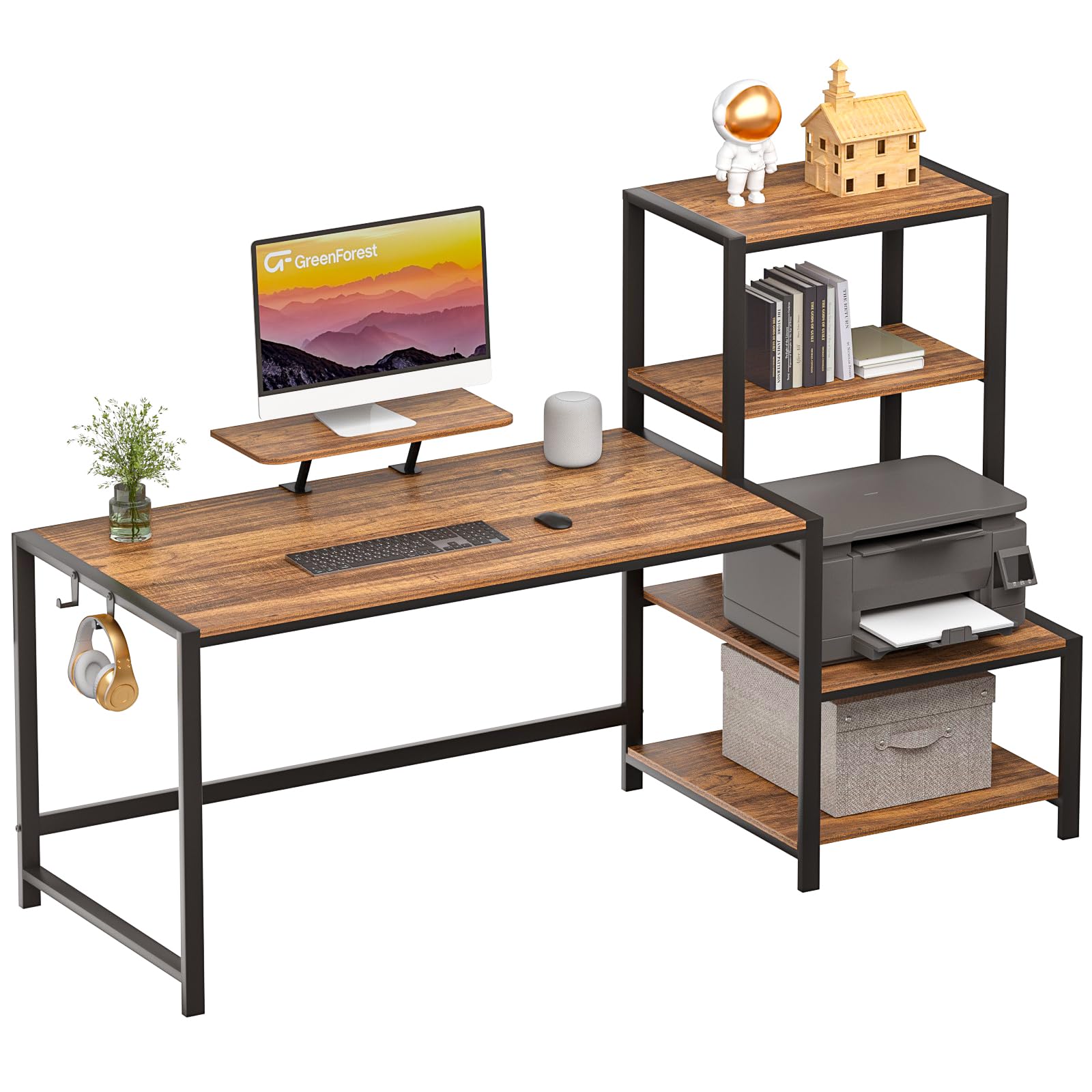 Photo 1 of GreenForest Computer Desk with Storage Printer Shelf,67 inch Reversible Home Office Desk