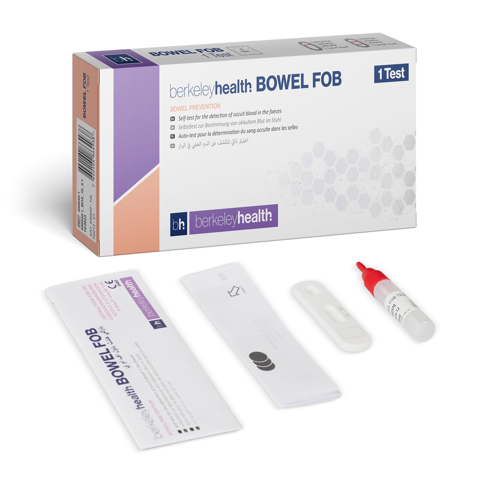 Fecal Occult Blood (FOB) Self Test Kit by Berkeley Health (Easy Check) - Digestive Health Awareness, Simple Home Use, Clear Results in Minutes - 1 Test