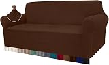 Granbest High Stretch Sofa Cover 3 Seater Chocolate Jacquard Spandex Non Slip