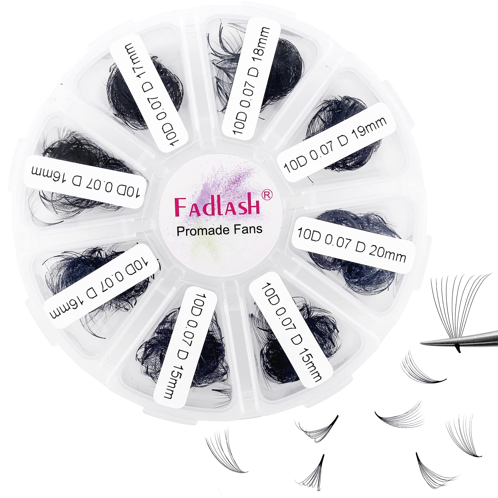 Premade Volume Eyelash Extensions 10D 0.07 D Curl 1000pcs Loose Fan Lashes15-20mm Mixed Tray Pointy Base Premade Fans Russian Lashes Handmade Premade Loose Fans โ image 1