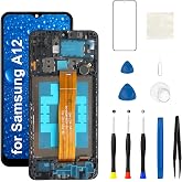 FOOBONG for Samsung Galaxy A12 Screen Replacement with Earpiece Speaker | Side Volume Button Vibration Motor Module A125 A127 LCD Front Touch Display Digitizer Frame Assembly Repair Kits 6.5 inch