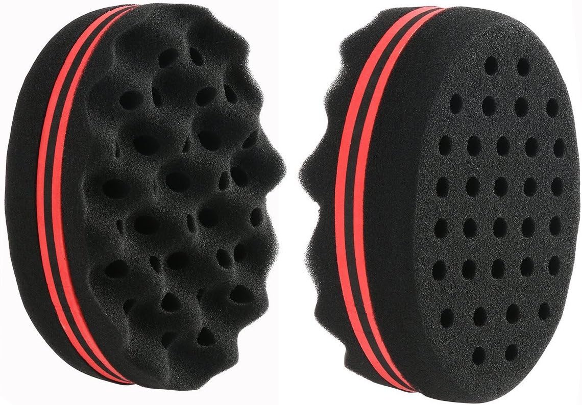 Cisixin 2 Pack Hair Twist Sponge Double Side Afro Braid Style Dreadlock Coils Wave Hair Curl Sponge Brush