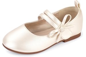 PANDANINJIA Naomi Girls Dress Shoes Mary Jane Ballet Flats Flower Girl Wedding Party Communion Shoes for Toddler Little Kid Big Kid