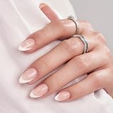 BTArtbox Press On Nails Short Almond French Tip 32 pcs 16 sizes view 2
