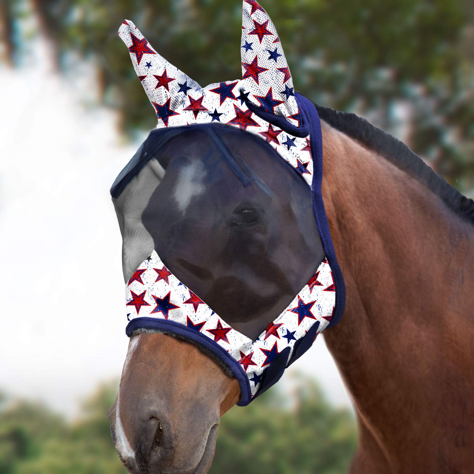 Harrison Howard LumiVista Horse Fly Mask Standard with Ears UV Protection for Horse-Dream Star(L; Full Size)