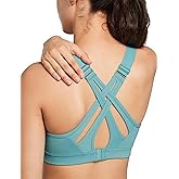 Yvette Sports Bra High Impact Adjustable Criss Cross Back, Full Support for Large Bust No Bounce