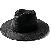 FURTALK Panama Hat Sun Hats for Women Men Wide Brim Fedora Straw Beach Hat UV UPF 80+