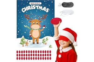 Haunt Couture 48Pcs Pin The Nose on The Reindeer Game - Fun Christmas Party Games for Kids, Families & Adults | Reusable Reindeer Games for Classroom & Office Parties