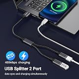 KiwiBird USB Splitter 2 Port Male to Dual Female USB 2.0 Extension Data Charging view 3