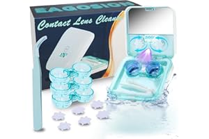 EAGOSION UV Cleaning Contact Lens Cleaner Machine EV Plus 3Pack Cleaning Kit, Ultrasonic UV Cleaner for Contact Lens Night Contact Lens Care USB Charger for Colored Lens Soft Lens 12 Months Long-Term Use