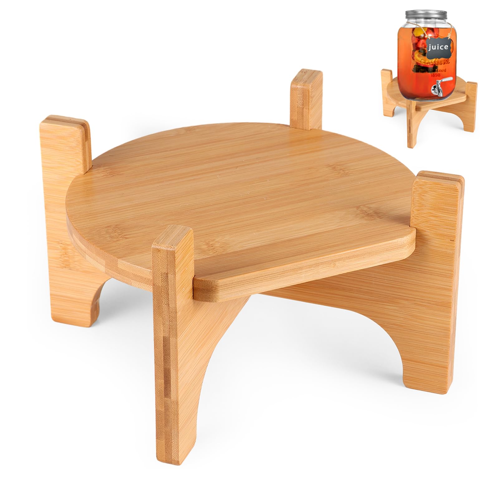 Photo 1 of Drink Dispenser Stand, Beverage Dispenser Stand, Fit Max 8.66 Inch Diameter of Glass Drink Dispenser, Water Jugs, Water Pitcher and Containers, Natural Bamboo Wood