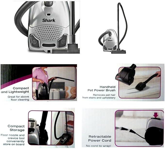 New Shark Plus Euro Pro Super Lightweight QuickClean Canister Vacuum