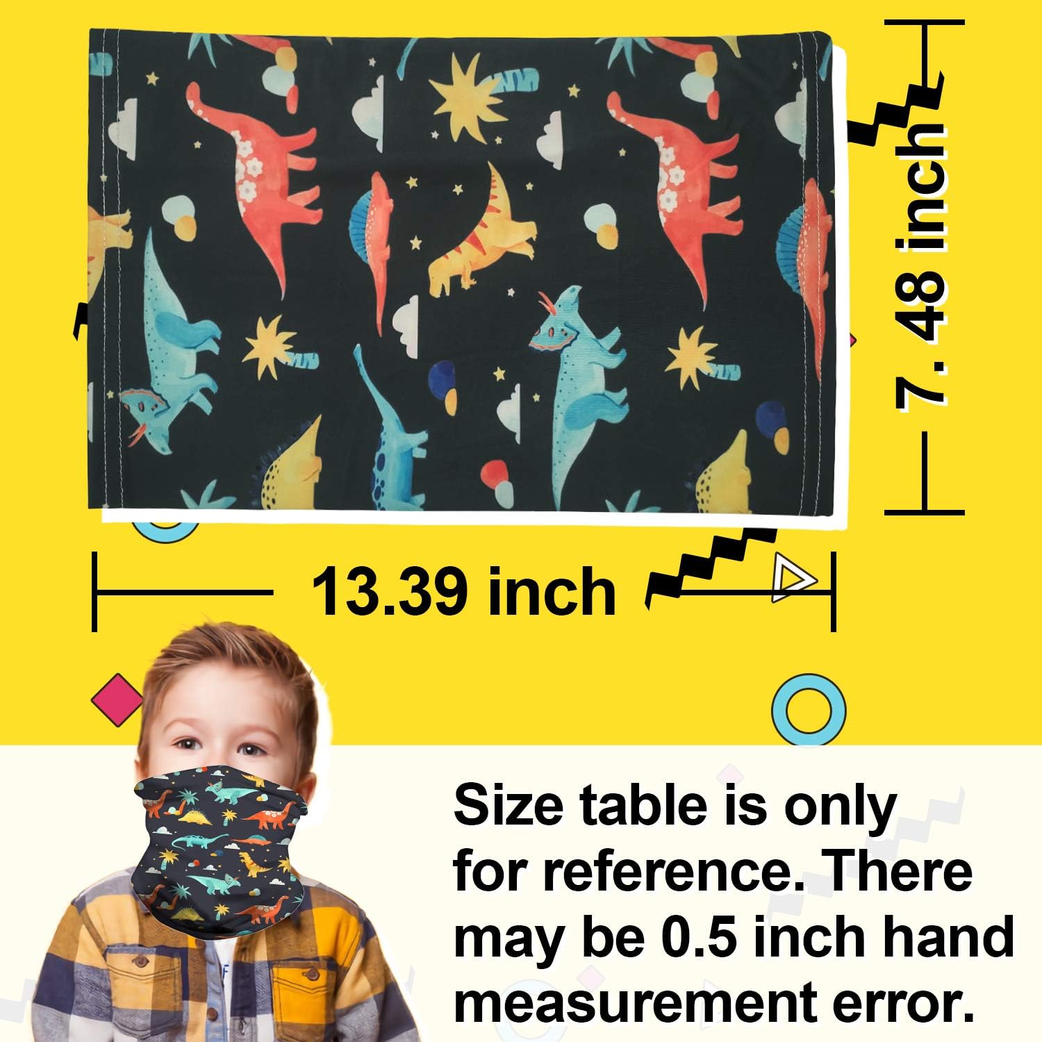 Mural Wall Art Kids Face Mask Bandanas [4 Pack], Full-Coverage Tube Bandana UV Protection Neck Gaiter Headband for 3-12 Years Boys Girls (The American Flag): Clothing
