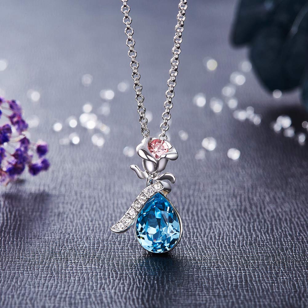 CDE Necklace Swarovski Crystal Pendant Necklaces Blue Jewelry Women