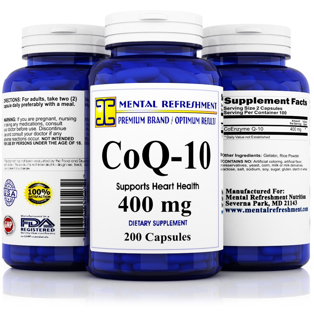 Pure CoQ10 400Mg per serving - Max Strength - 200 Capsules - High Absorption Coenzyme Q10 Ubiquinone Supplement Pills, Extra Antioxidant for Healthy Blood Pressure & Heart