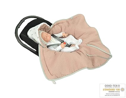 MoMika NEU- Einschlagdecke , Universal für Babyschale, Autositz, für Kinderwagen, Buggy oder Babybett, aus Waffelpique 100% B