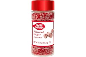 Betty Crocker Peppermint Candy Cane Flavored Sugar – Holiday Finishing Sugar Topping For Hot Chocolate, Chocolate Fudge, Drinks, and more 3.9 oz