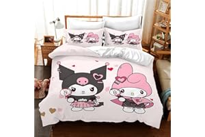 Tyboskp Cute Anime Cartoon Duvet Cover Set, 3D Printed Lightweight and Comfortable Bedding 3-Piece Bedding for Boys and Girls Bedroom Decoration (1 Duvet Cover+2 Pillowcase)-12-Full