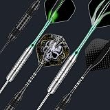 DARTSPACE 12 Pack Steel Tip Darts Set with Black Green Aluminum Shafts 24g view 6