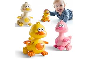 iPlay, iLearn Press to Go Duck Car Toys Set for Toddlers 1-3, Baby Push Go Racing Cars, Infant Play Vehicle Set, 1st Birthday Stocking Gift for 12-18-24 Months, 1 2 3 One Yrs Old Boys Girls Child Kids
