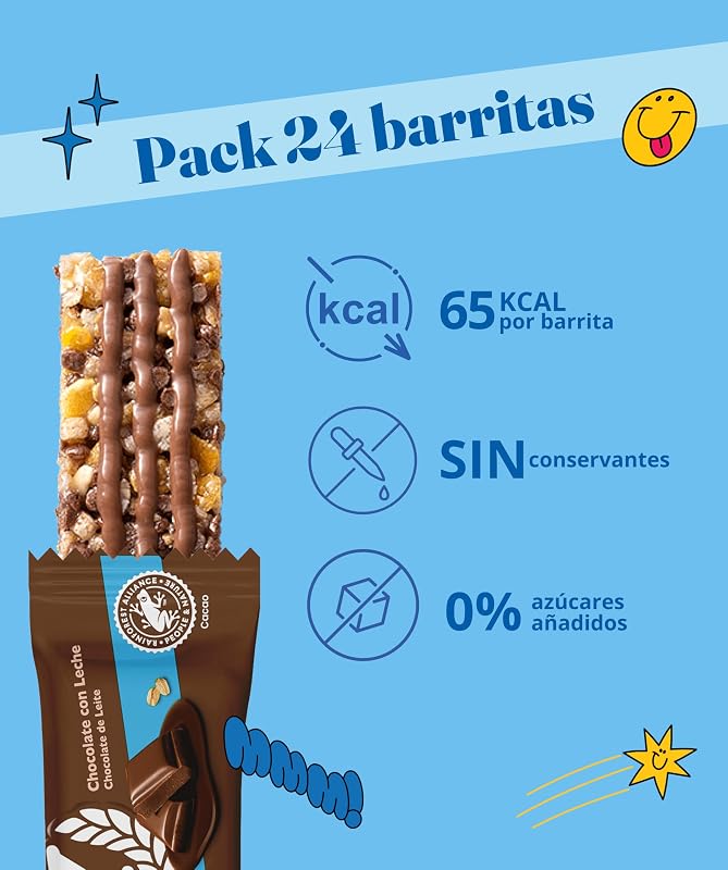 Barritas de Cereales Sin Azúcares Añadidos Chocolate 0%, 24x20 g