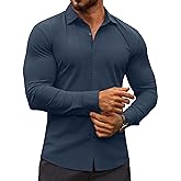 COOFANDY Men's Muscle Fit Dress Shirts Wrinkle-Free Long Sleeve Casual Button Down Shirts