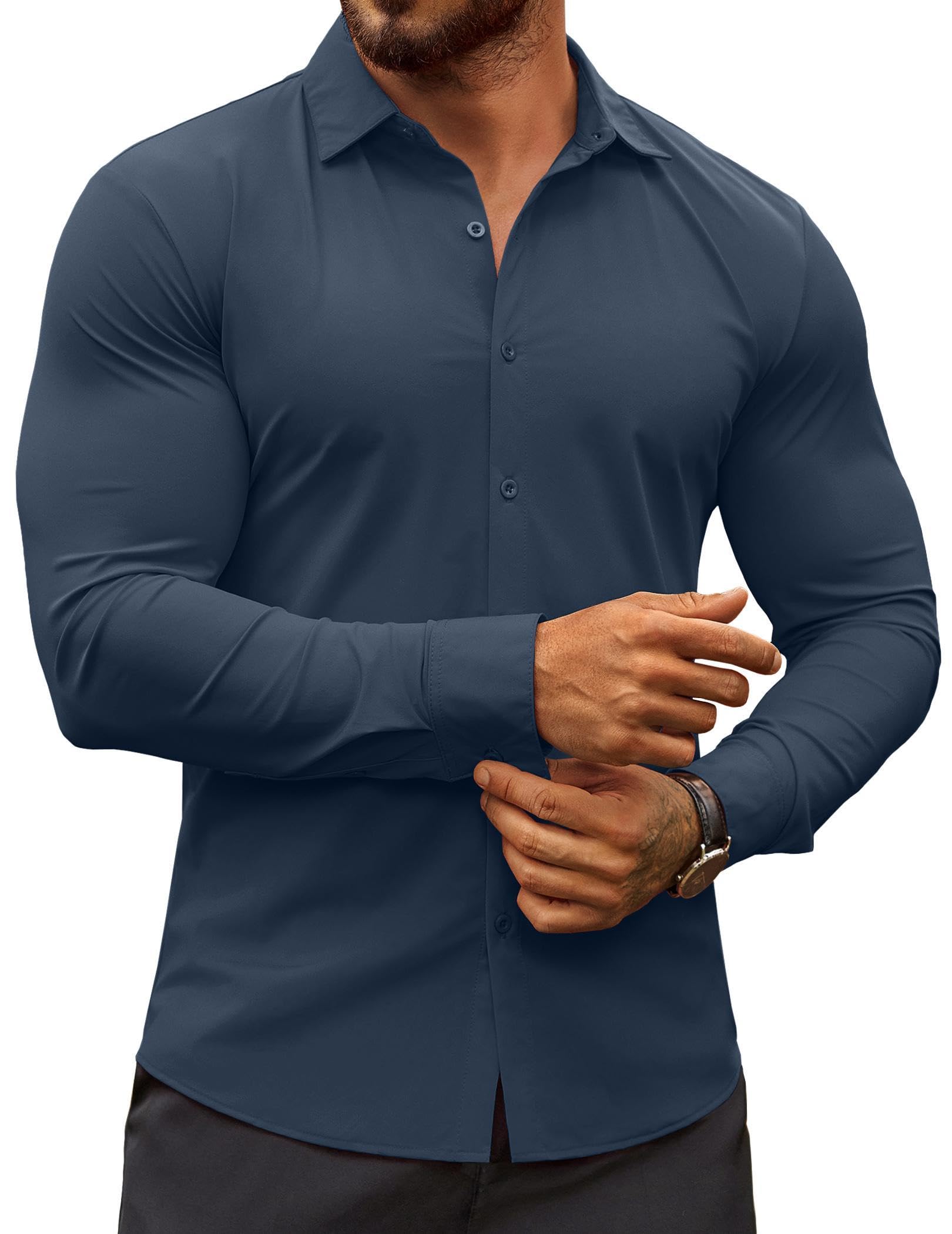 COOFANDY Men's Wrinkle Free Dress Shirts Muscle Fit