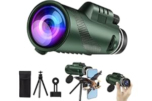 DIKENLAND 80x100 Monocular Telescope High Power Monocular for Adults with Smartphone Adapter, Travel Telescope with BAK4 Prism for Super Bowl, Bird Watching, Hunting, Camping