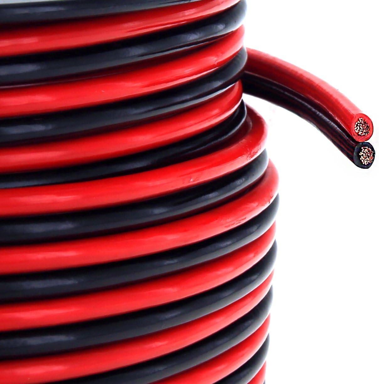 GS Power 100% Copper 12 AWG (American Wire Gauge) 100 Feet Flexible Stranded Red/Black 2 Conductor Bonded Zip Cord for Car Audio Amplifier 12V Automotive Dash Harness LED Light Wiring: Automotive