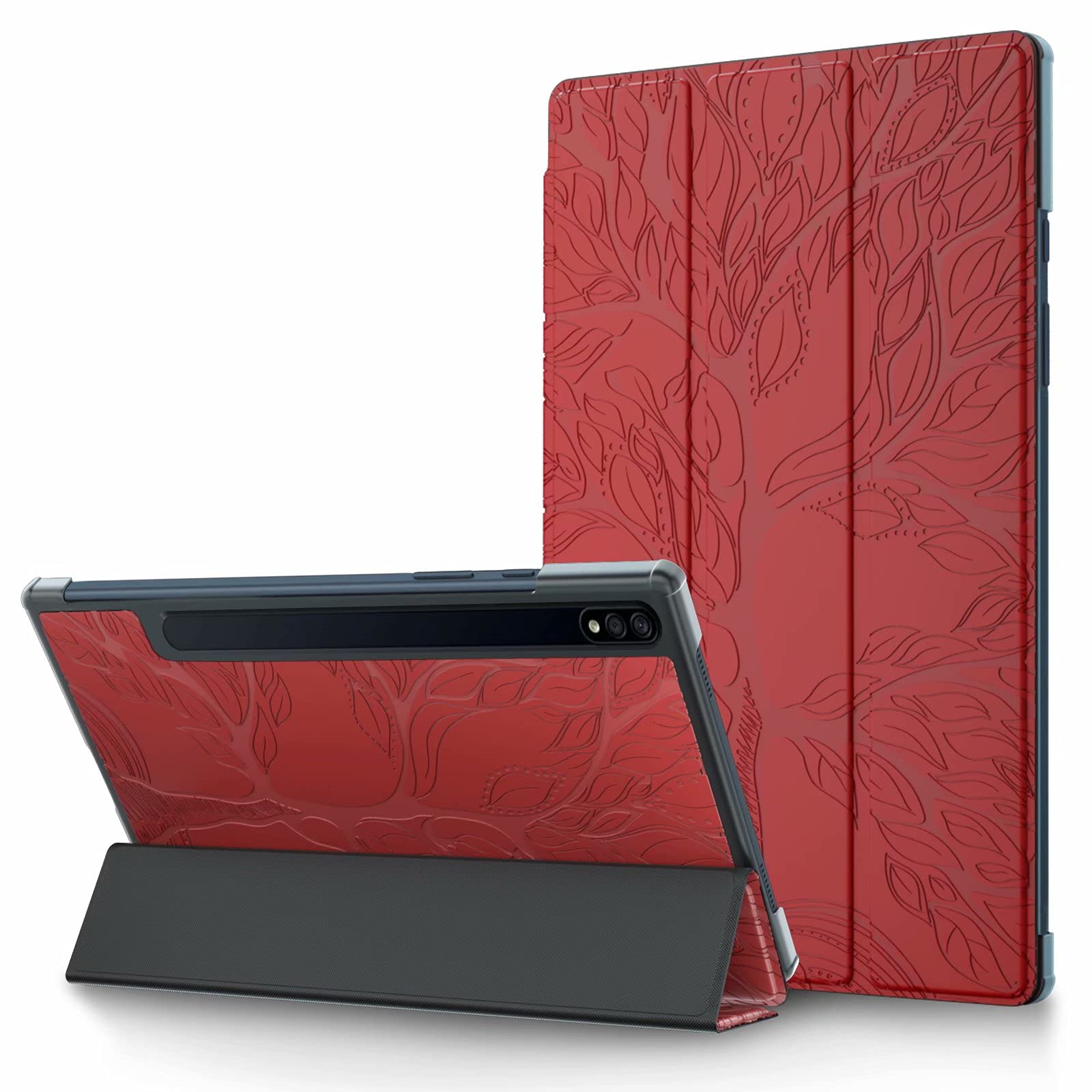 MUTOUREN Case for Samsung Galaxy Tab S7 11-inch 2020 (SM-T870/SM-T875), Ultra Slim Lightweight Flip Folio Stand Smart PU Leather Cover with Auto Sleep/Wake (Red)