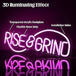 CKTBLEY Rise & Grind Neon Sign Pink Hustle LED Neon