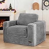 MAXYOYO Silla Puf para Adultos, Sofá de Suelo Tapizado con Almohadas y Reposabrazos, Sofá Puf Silla de Felpa para Dormitorio 
