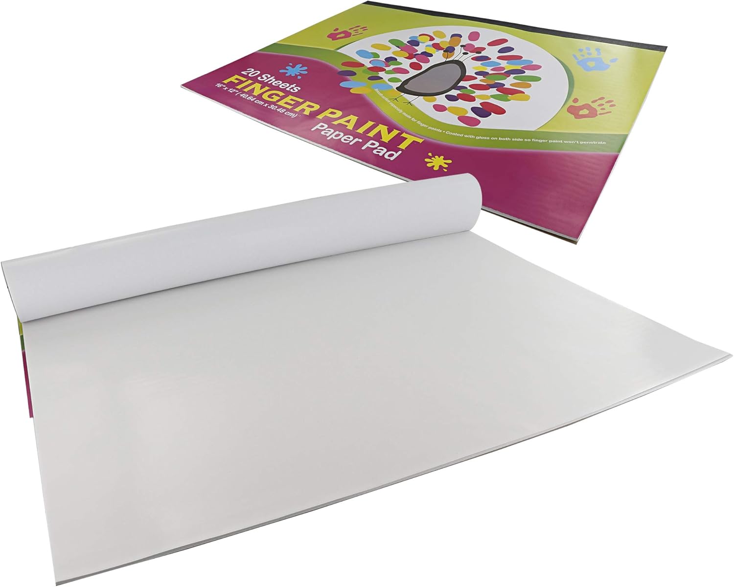 Emraw 16" X 12" Finger Paint Paper Pad Non Absorbent Smooth Surface Perfect for Finger Paints Perfect for Kids Toddler Children - 20 Per Pack (Pack of 2): Toys & Games