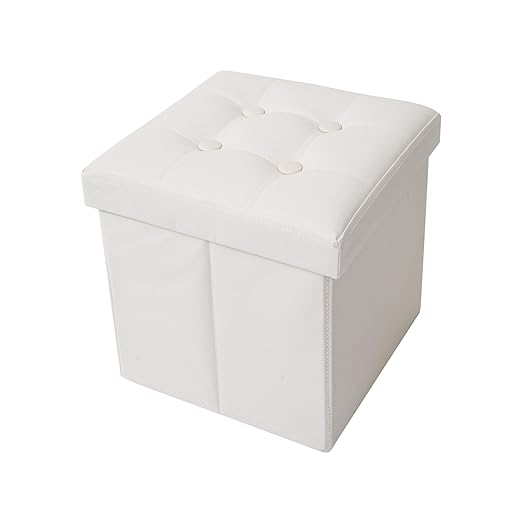 title=Mobili Rebecca® Pouf Ecopelle Contenitore Puffo Puff Cubo Poggiapiedi Bianco 30