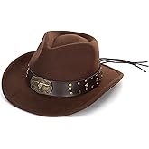 Kids Western Cowboy Hat Wide Brim for Boys Girls - Felt Vintage Jazz Fedora Cowgirl Hats for Kids 3-7Years