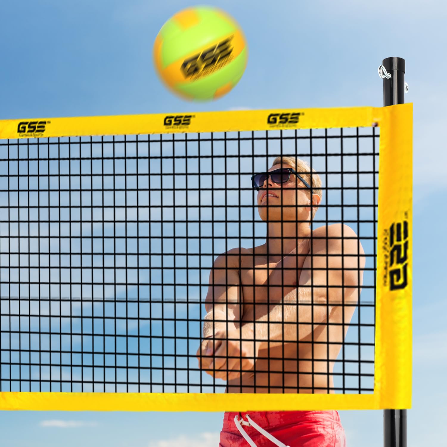 GSE Games & Sports Expert Outdoor Yard Sports Net Game Set for Backyards, Parks, Beach, Lawn. Volleyball Set, Badminton Set OR Volleyball & Badminton Combo Set Available