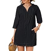 Bsubseach Terry Cloth Swim Coverup - Women Long Sleeve Hooded Swimsuit Coverup Zipper Beach Coverups Robes with Pockets